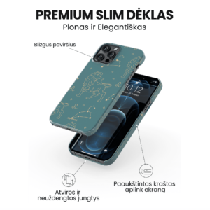 Hopcover iPhone telefono deklas su zodiaku liutas melynos spalvos