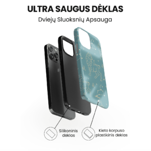 Hopcover iPhone telefono deklas su zodiaku liutas melynos spalvos