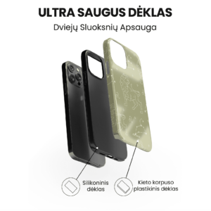 Hopcover iPhone telefono deklas su zodiaku liutas zalios spalvos