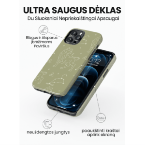 Hopcover iPhone telefono deklas su zodiaku liutas zalios spalvos