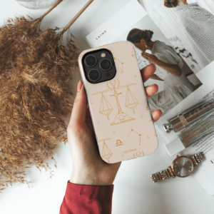 Hopcover iPhone telefono deklas su zodiaku svarstykles smelio spalvos