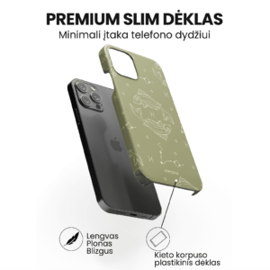 Hopcover iPhone telefono deklas su zodiaku zuvys zalios spalvos