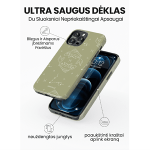 Hopcover iPhone telefono deklas su zodiaku zuvys zalios spalvos