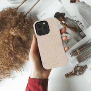 Hopcover iPhone telefono deklas su zodiaku saulys smelio spalvos
