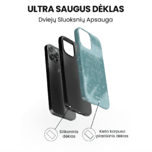 Hopcover iPhone telefono deklas su zodiaku saulys melynos spalvos