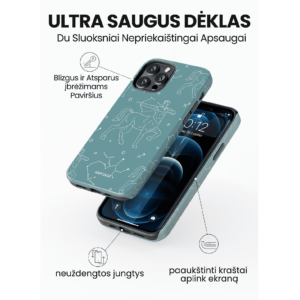 Hopcover iPhone telefono deklas su zodiaku saulys melynos spalvos