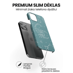 Hopcover iPhone telefono deklas su zodiaku skorpionas melynos spalvos