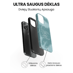 Hopcover iPhone telefono deklas su zodiaku skorpionas melynos spalvos