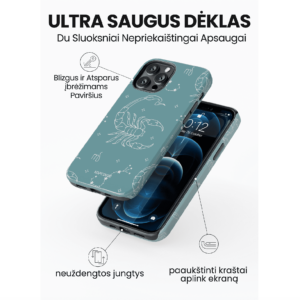 Hopcover iPhone telefono deklas su zodiaku skorpionas melynos spalvos