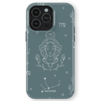 Hopcover iPhone telefono deklas su zodiaku mergele melynos spalvos