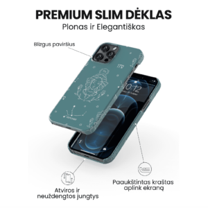 Hopcover iPhone telefono deklas su zodiaku mergele melynos spalvos