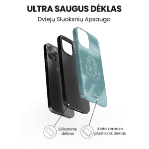 Hopcover iPhone telefono deklas su zodiaku mergele melynos spalvos