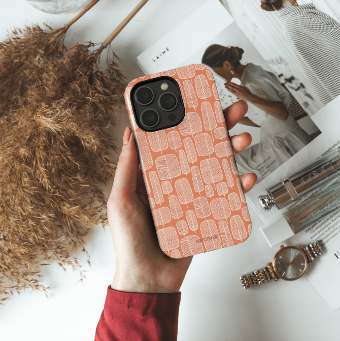 Hopcover iPhone telefono dekliukas su oranziniu rastu