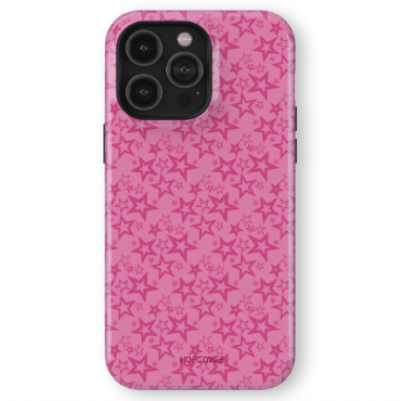 Hopcover iPhone telefono dekliukas rozinis su zvaigzdemis fone