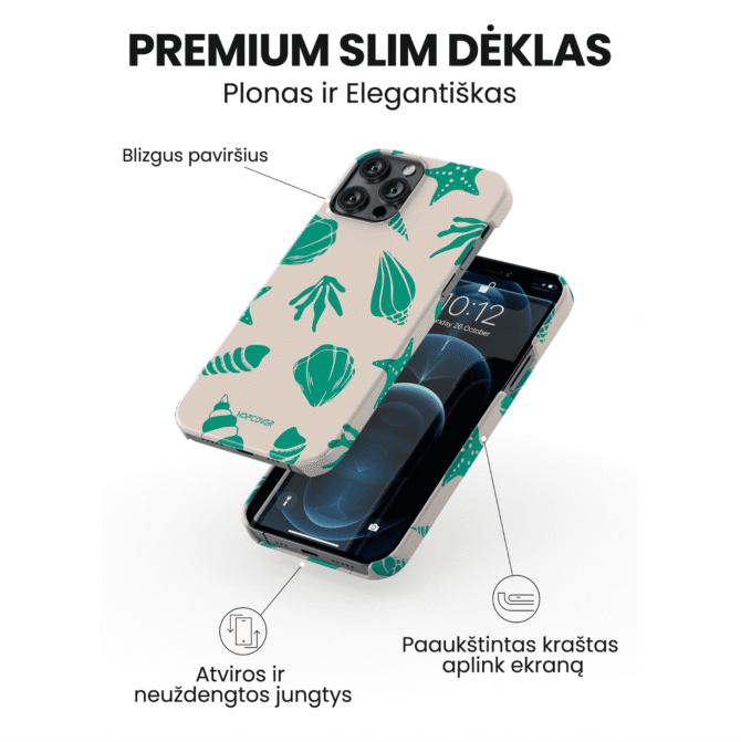 Hopcover iPhone telefono dekliukas zalios spalvos su vandenynu