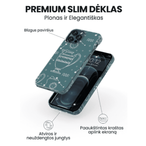 Hopcover iPhone telefono deklas su zodiaku vandenis melynas