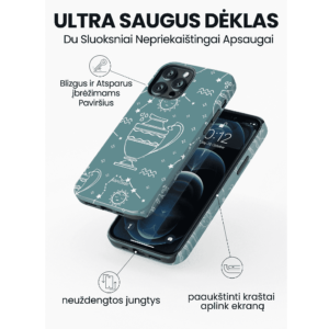 Hopcover iPhone telefono deklas su zodiaku vandenis melynas