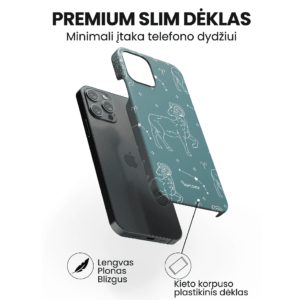 Hopcover iPhone telefono deklas su zodiaku vezys melynos spalvos