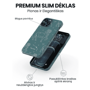 Hopcover iPhone telefono deklas su zodiaku vezys melynos spalvos