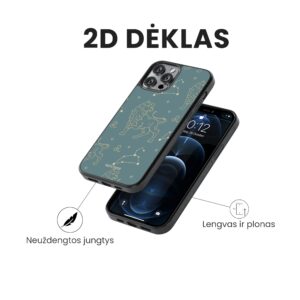 Hopcover iPhone telefono deklas su zodiaku liutas melynos spalvos
