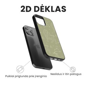 Hopcover iPhone telefono deklas su zodiaku liutas zalios spalvos