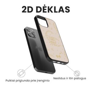 Hopcover iPhone telefono deklas su zodiaku skorpionas smelio spalvos