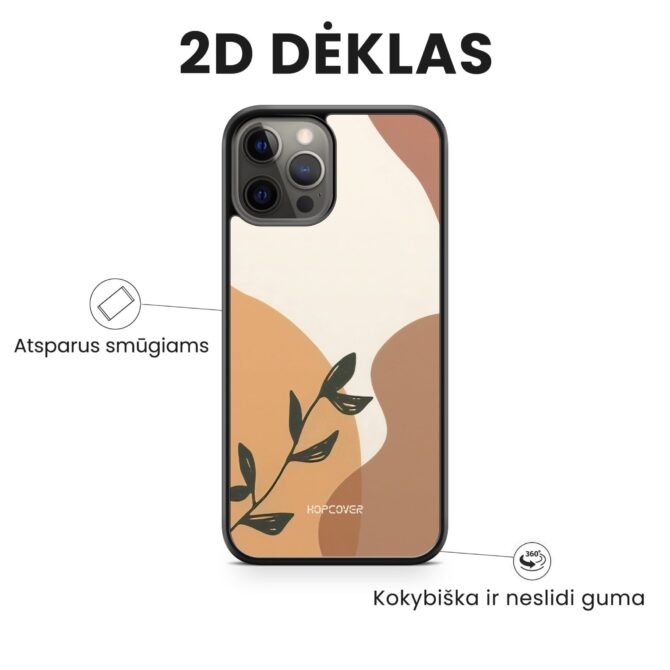 Hopcover iPhone telefono dekliukas rudos spalvos printas