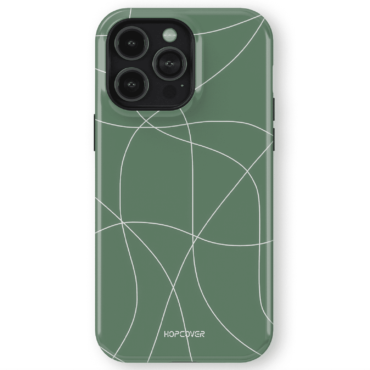 Hopcover iPhone telefono dekliukas zalios spalvos su baltom linijom printas
