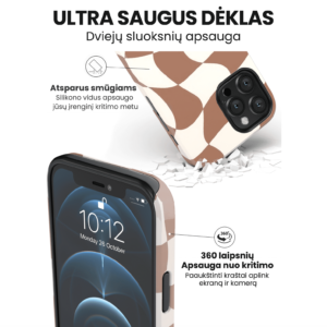 Hopcover iPhone telefono dekliukas rudos spalvos languotas printas