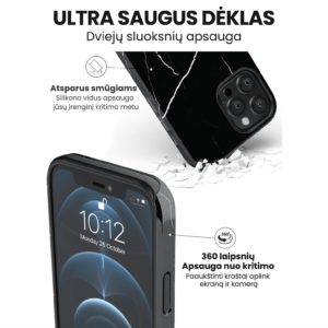 Hopcover iPhone telefono dekliukas juodos spalvos vyriskas marmuras