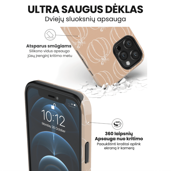 Hopcover iPhone telefono dekliukas su moliugais rudos spalvos