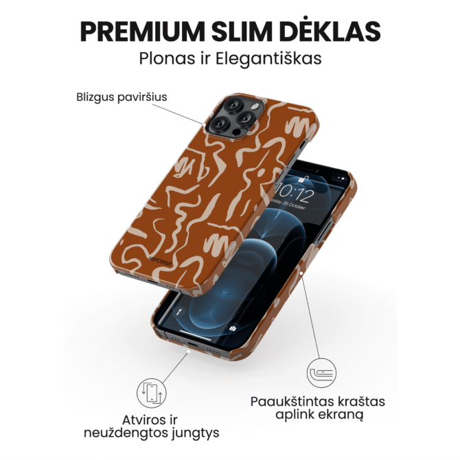 Hopcover iPhone telefono dekliukas rudos spalvos su rastu