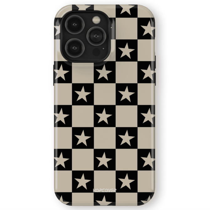 Hopcover iPhone telefono dekliukas juodos spalvos printas su zvaigzdemis