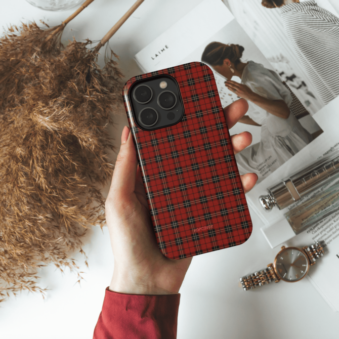Hopcover iPhone telefono dekliukas kaledinis sventinis raudonos spalvos