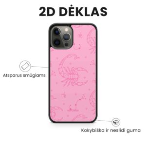 Hopcover iPhone telefono deklas su zodiaku skorpionas rozines spalvos