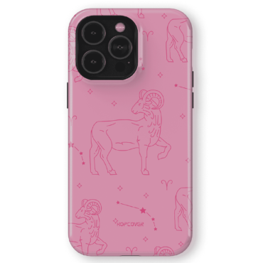 Hopcover iPhone telefono deklas su zodiaku avinas rozines spalvos