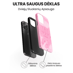 Hopcover iPhone telefono deklas su zodiaku svarstykles rozines spalvos