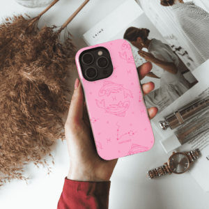 Hopcover iPhone telefono deklas su zodiaku zuvys rozines spalvos