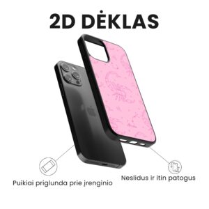 Hopcover iPhone telefono deklas su zodiaku skorpionas rozines spalvos